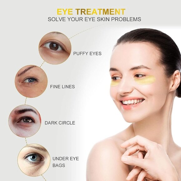 24k Gold Eye Treatment Mask 60 Pieces Anti Aging Under Eye Treatment Collagen - Picture 7 of 9
